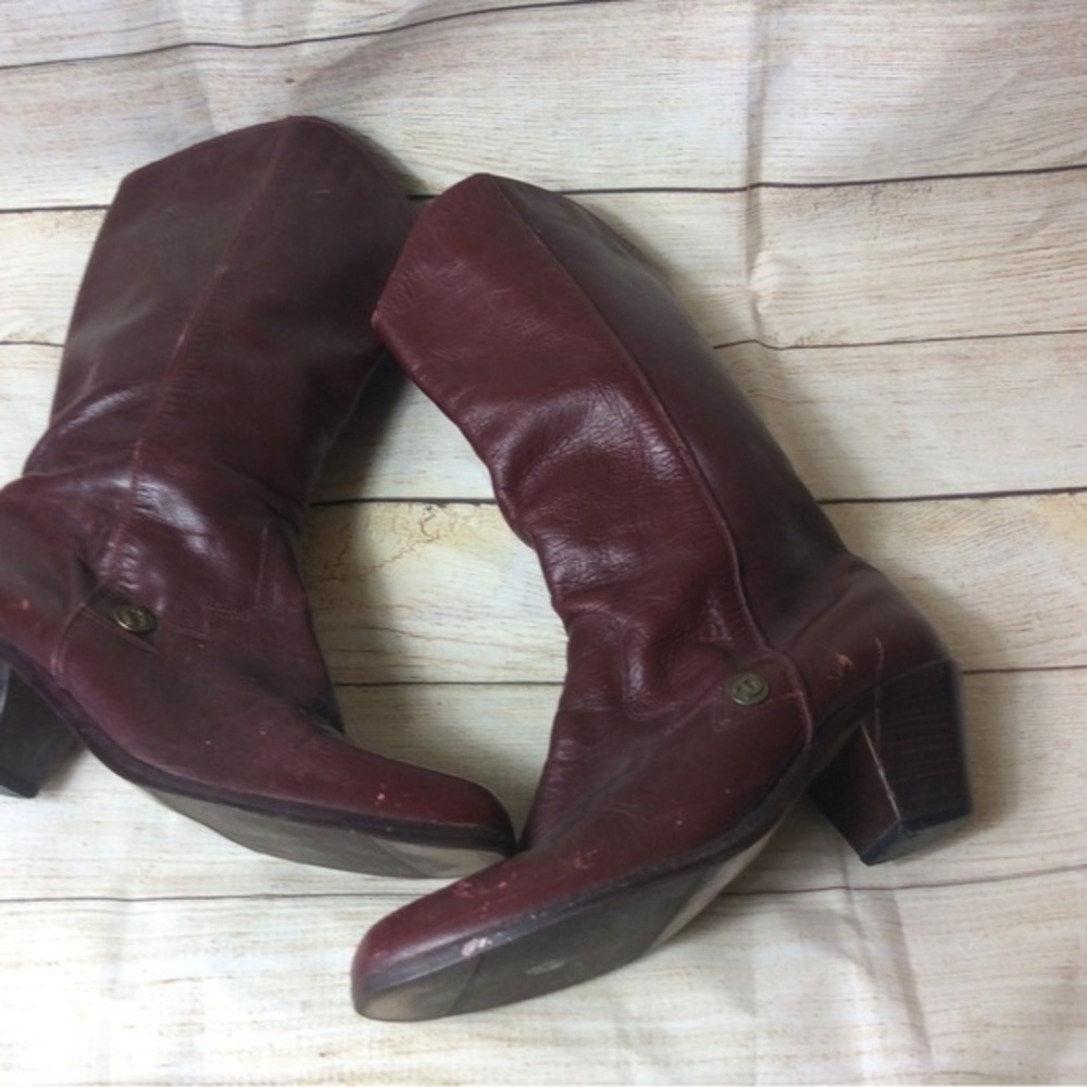 Etienne Aigner Burgundy Leather Heeled Boots - Picture 8 of 10